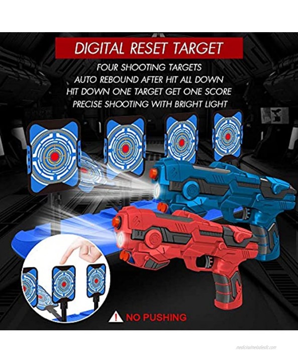 2 Pack Blaster Toy Guns Darts Gun for Boys & Shooting Scoring Auto Reset Electric Digital Target Hand Gun Toys Shotgun Set with 80 Pcs Soft Foam Bullet Red & Blue
