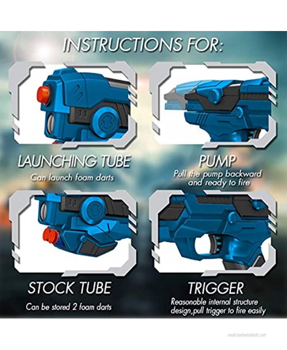 2 Pack Blaster Toy Guns Darts Gun for Boys & Shooting Scoring Auto Reset Electric Digital Target Hand Gun Toys Shotgun Set with 80 Pcs Soft Foam Bullet Red & Blue
