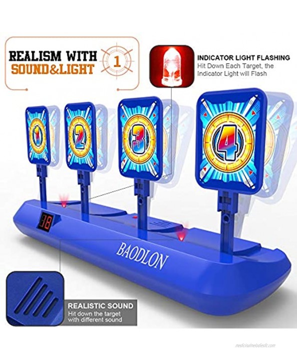 BAODLON Digital Shooting Targets with Foam Dart Toy Gun Electronic Scoring Auto Reset 4 Targets Toys Fun Toys for Age of 5 6 7 8 9 10+ Years Old Kids Boys & Girls Compatible with Nerf Toys