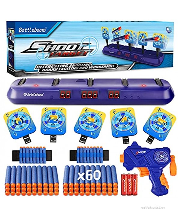 Bottleboom Shooting Target for Nerf Guns Toys Scoring Auto Reset Digital Targets with Light & Sound Effect Ideal Gift Toy for Boys Girls