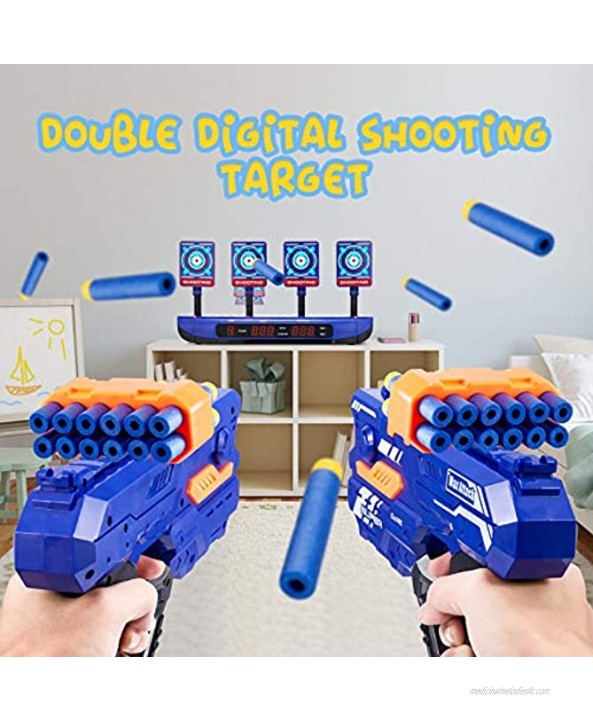 Electric Scoring Auto Reset Shooting Digital Target with Foam Dart Toy Shooting Blaster & 20Pcs Refill Darts Battle Mode Target for Nerf Guns Fun Toys for 5,6,7,8,9,10+ Years Old Kids Boys & Girls