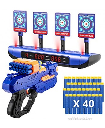 Electric Scoring Auto Reset Shooting Digital Target with Foam Dart Toy Shooting Blaster & 20Pcs Refill Darts Battle Mode Target for Nerf Guns Fun Toys for 5,6,7,8,9,10+ Years Old Kids Boys & Girls