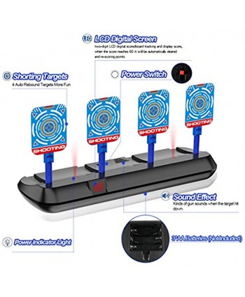 Electronic Shooting Target Scoring Auto Reset Digital Targets for Nerf Guns Toys Ideal Gift Shooting 4 Targets Toys Compatible with Nerf Toys for Age of 5,6,7,8,9,10+ Years Old Kids Boys & Girls