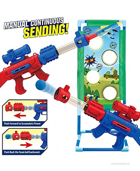 FLYTON Shooting Game Toy for Kids Boys 6,7,8,9,10+ Years Old 2pk Foam Ball Popper Air Guns & Shooting Target with 24 Foam Balls Compatible with Nerf Toy Guns Ideal Gift for Indoor & Outdoor