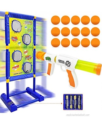 Gun Toy Gift for Boys Age of 4 5 6 7 8 9 10 11 12 Years Old Kids Girls Perfect Present for Birthday Children's Day with Moving Shooting Target Blaster Gun and Foam Balls Compatible with NERF Gun