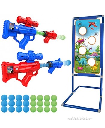Shooting Game Toy Gun for Boys [ 2 Soft Bullet Air Guns with a Larger Shooting Target & 24 Foam Balls ] Outdoor & Indoor Game for Kids Age 6 7 8 9 10+ Christmas Birthday Gift