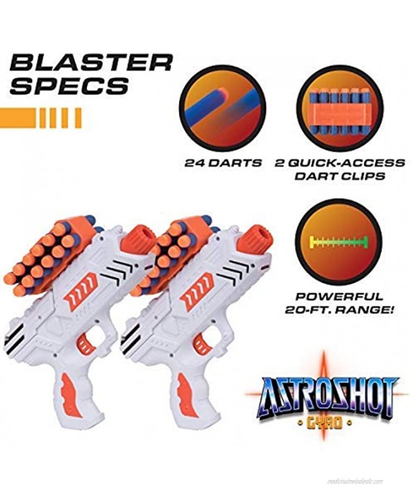 USA Toyz AstroShot Gyro Rotating Shooting Game Nerf Compatible Rotating Spinning Targets for Shooting with 2 Foam Blaster Toy Guns 14 Targets 24 Soft Foam Darts and 2 Foam Dart Holders