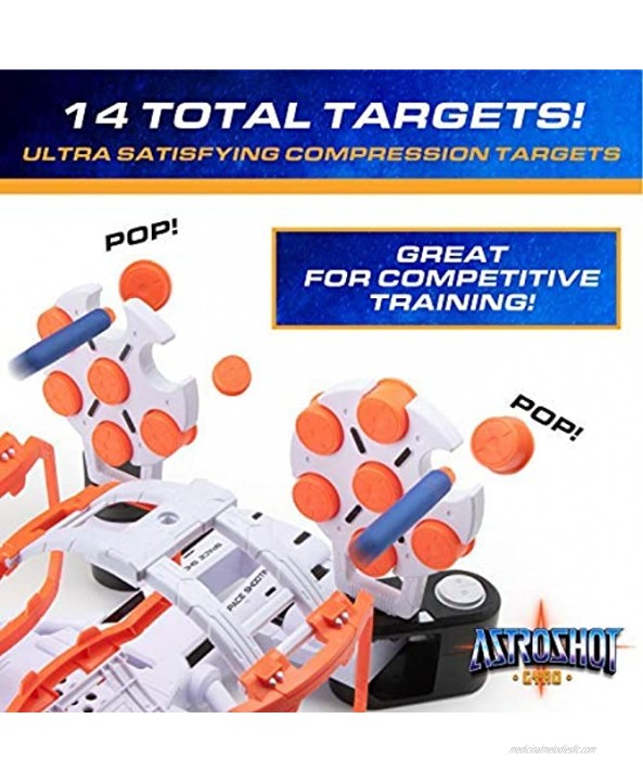 USA Toyz AstroShot Gyro Rotating Shooting Game Nerf Compatible Rotating Spinning Targets for Shooting with 2 Foam Blaster Toy Guns 14 Targets 24 Soft Foam Darts and 2 Foam Dart Holders