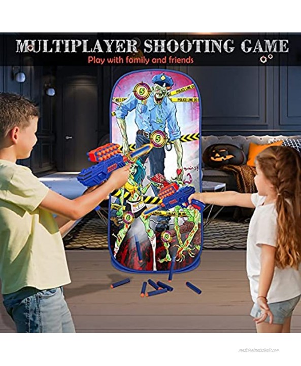 V-Opitos Zombie Shooting Game Toy for Kids Age of 5 6 7 8 9 10 Years Old Boy&Girl Zombie Shooting Target with 2 Foam Dart Blasters Halloween Party Game Ideal Christmas & Birthday Gift