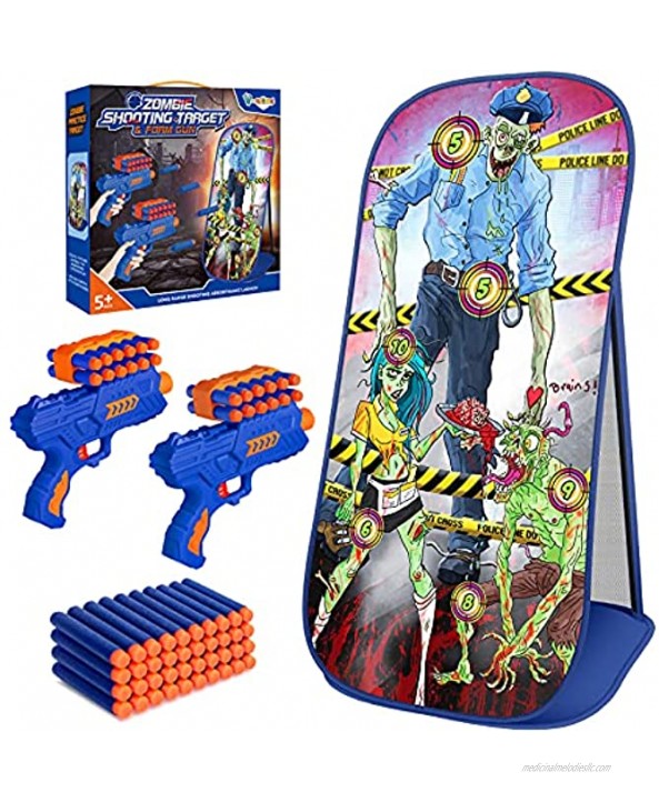 V-Opitos Zombie Shooting Game Toy for Kids Age of 5 6 7 8 9 10 Years Old Boy&Girl Zombie Shooting Target with 2 Foam Dart Blasters Halloween Party Game Ideal Christmas & Birthday Gift