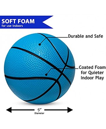 5 Inch Foam Mini Basketball for Indoor Basketball Mini Hoops 2 Pack | Safe & Quiet Foam Basketball for Over The Door Mini Hoop Basketball Sets | Great for Adults & Kids Basketball Green & Blue