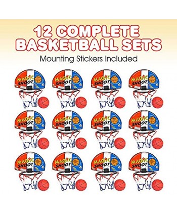 ArtCreativity Magic Shot Basketball Game 12 Sets Each Set Includes 1 Mini Ball 1 Back Board Net & Mounting Tape Indoor Basketball Sets for Home Office Bedroom Best Gift for Boys and Girls