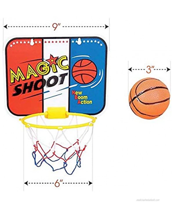ArtCreativity Magic Shot Mini Basketball Game for Kids Includes 1 Mini Ball 1 Backboard Net & Hanging Stickers Indoor Basketball Set for Home Office Bedroom Best Gift for Boys and Girls