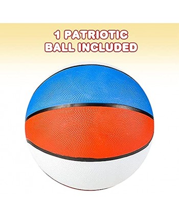 ArtCreativity Patriotic Basketball for Kids 9.5” Ball with Red White & Blue Colors 4th of July Party Favors & Decorations Patriotic Supplies for Memorial & Independence Day Sold Deflated
