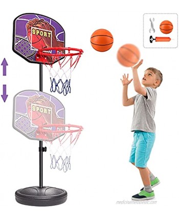 Basketball Hoop for Kids Basketball Hoop Stand Adjustable Height Up to 5.3 FT Toddler Basketball Hoop Indoor Outdoor Mini Basketball Goal Toy for Boys Girls Age 3-8