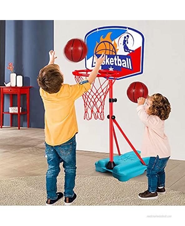 Basketball Hoop for Kids Toddler Toys Portable Adjustable Height 2.9FT-6.2FT with 2 Balls Mini Basketball Hoops Indoor Goals Youth Outdoor Gifts Boy Girl Age 1 2 3 4 5 6 7 8 Year Old Backyard Game