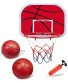 BESTTY Mini Basketball Hoop Set 13.4''x9.8'' Backboard Backboard with Metal Rim and Hanging Basketball Board Toy with 2PCS Toy Basketballs and Air Pump