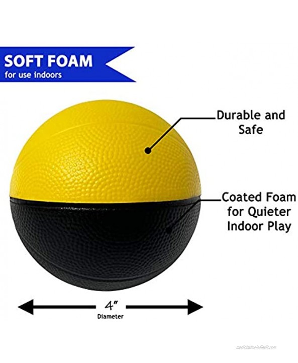 Botabee 4” Foam Mini Basketball for SKLZ Pro Mini Hoop Micro 2 Pack | Safe & Quiet Small Basketball for Nerf Basketball Hoops and Other Mini Hoop Basketball Sets