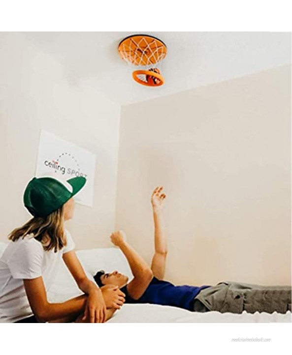 CHAW Mini Ceiling Basketball Toy Game Indoor Basketball Hoop for KidsIncludes Basketball Net Backboard and Mini Basketball