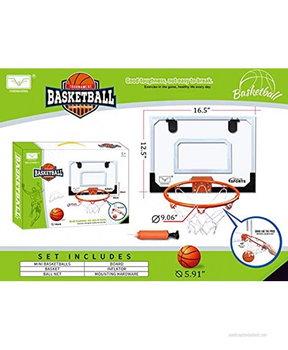 Chengxing Indoor Mini Basketball Hoop for Kids Toddler Basketball All Accessories with 3 Balls Basketball Toys with Balls Gifts for Boys