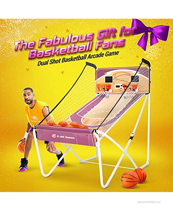E-Jet Basketball Arcade Games Electronic Basketball Games Online Challenge & Battl Shoot Hoops Dual Shot Purple EIS021332025