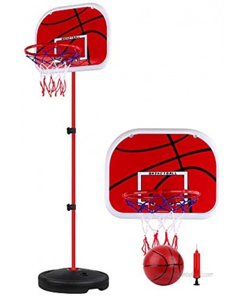 FiGoal Basketball Hoop for Kids Adjustable Height Up to 5 Feet for Indoor Outdoor Mini Basketball Goal Toy with Ball Pump for Baby Kids Boys Girls Outdoor Play Sport