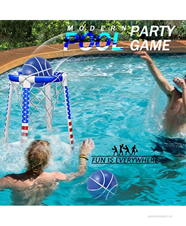 HAHAKEE Pool Basketball Hoop,Floating Basketball Hoop,Perfect for Competitive Water Baseketball Play,Include Hoop,2 Balls and Pump