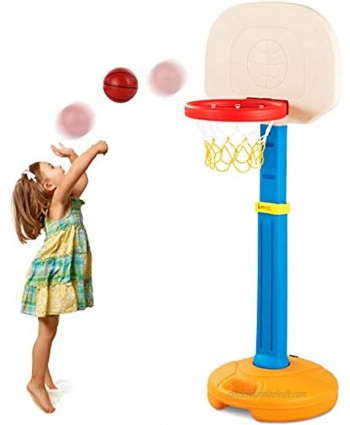 HONEY JOY Kids Basketball Hoop Indoor Outdoor Mini Basketball Goal Toy Stand 5 Adjustable Heights from 47''- 63'' Sand Water-Filled Base Play Game Preschool Birthday Gift for Toddler Boys Girls