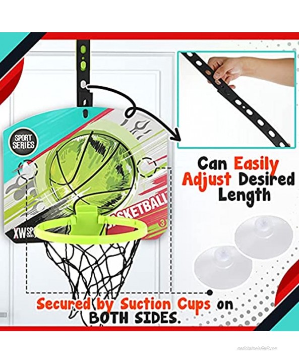 Indoor Mini Basketball Hoop for Door & Wall Over The Door Foldable Basketball Hoop with 1 Ball Sports Activity Family Game Toy for Toddlers and Adults Office Game Room Decor for Boys and Girls