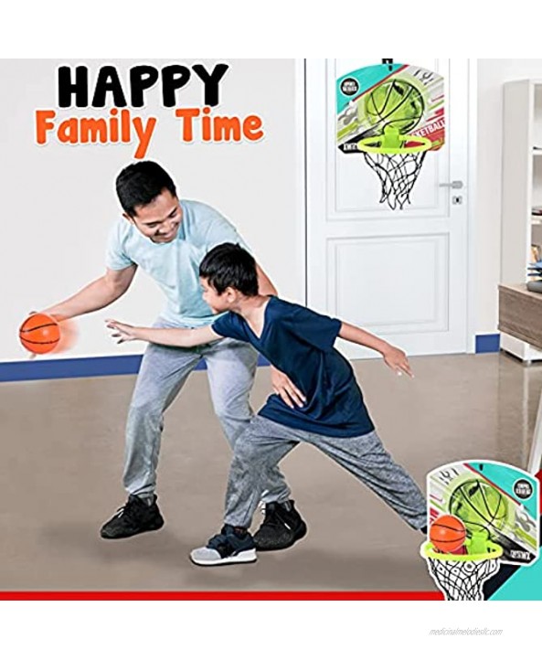 Indoor Mini Basketball Hoop for Door & Wall Over The Door Foldable Basketball Hoop with 1 Ball Sports Activity Family Game Toy for Toddlers and Adults Office Game Room Decor for Boys and Girls