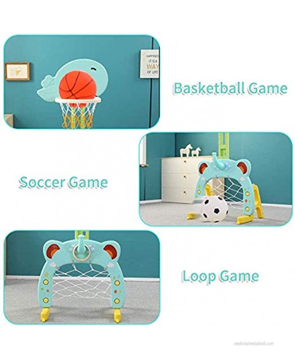 Kids Basketball Hoop Set 3 in 1 Sports Activity Center Grow-to-Pro Adjustable Basketball Toy for Indoor & Outdoor Best Gift for Kids