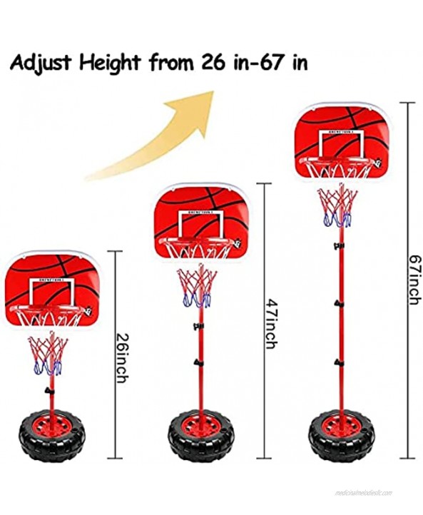 Kids Basketball Hoop Stand Adjustable Height 2 in 1 Indoor Basketball Hoop Outdoor Toys Outside Backyard Games Mini Hoop Basketball Goal Gifts for Boys Girls Toddlers Age 3 4 5 6 7 8