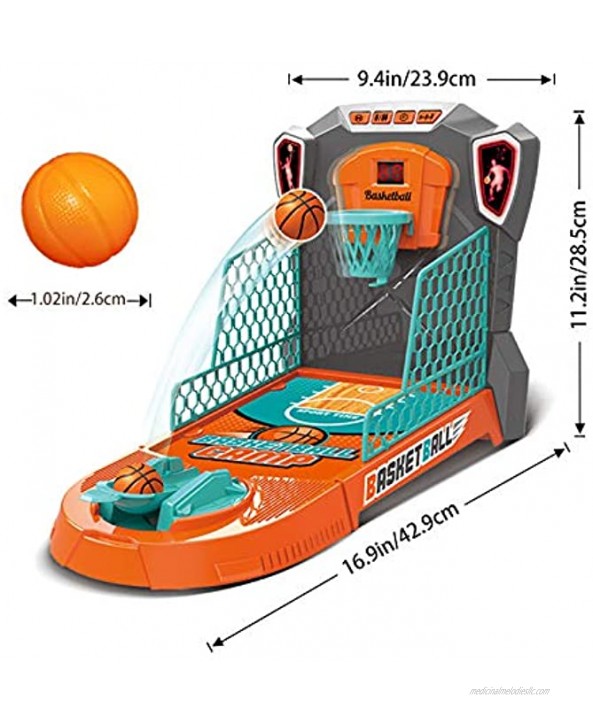KUARLUBI Basketball Shooting Game Toy Desktop Table Basketball Games Set with Basketball Court Move Basket Light and Score Fun Sports Novelty Toy for Birthday Gifts