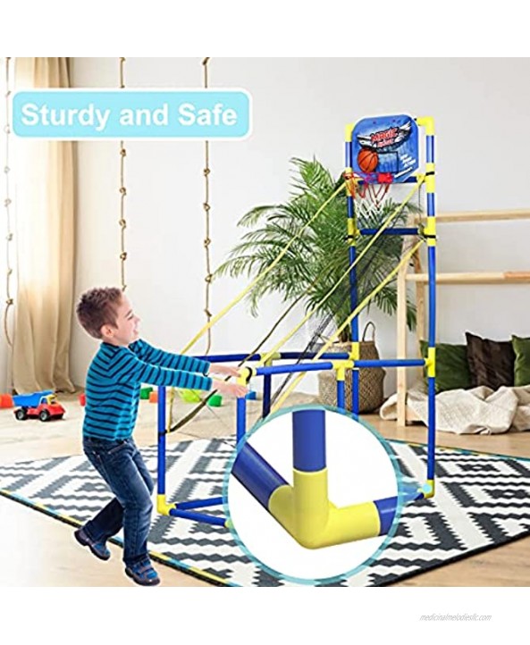 LUYE TOYS Arcade Basketball Hoop for Kids Indoor Arcade Game Portable Basketball Hoop Games 4 Balls Basketball Sets for Toddlers 47.2 Inch Tall Lightweight Outdoor Arcade Basketball Game
