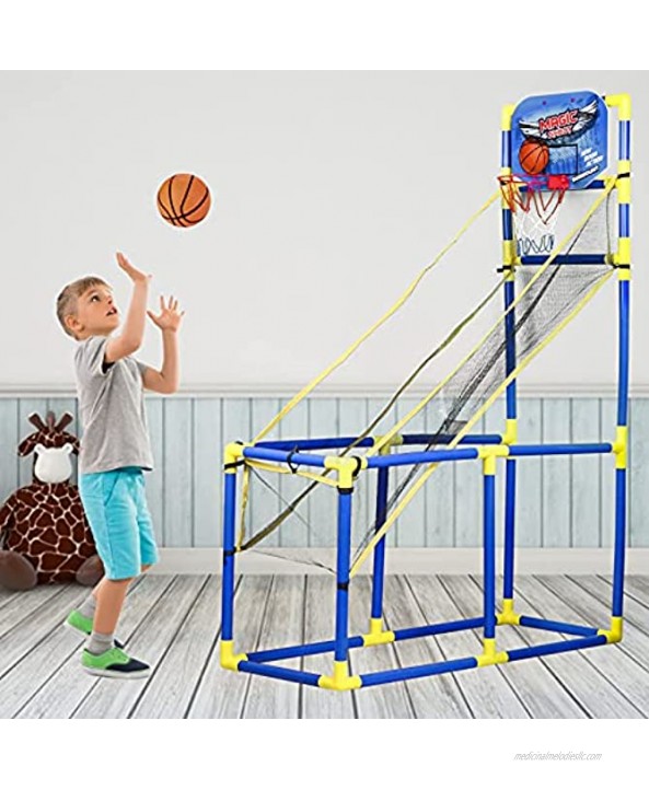 LUYE TOYS Arcade Basketball Hoop for Kids Indoor Arcade Game Portable Basketball Hoop Games 4 Balls Basketball Sets for Toddlers 47.2 Inch Tall Lightweight Outdoor Arcade Basketball Game