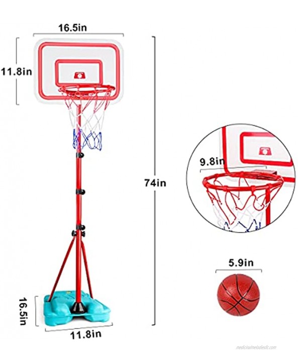 Meland Kids Basketball Hoop Stand with Dart Board Portable Kids Basketball Goal Adjustable Height 2.9ft-6.2ft with Balls & Darts Christmas Birthday Gifts for Toddlers