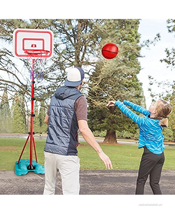 Meland Kids Basketball Hoop Stand with Dart Board Portable Kids Basketball Goal Adjustable Height 2.9ft-6.2ft with Balls & Darts Christmas Birthday Gifts for Toddlers