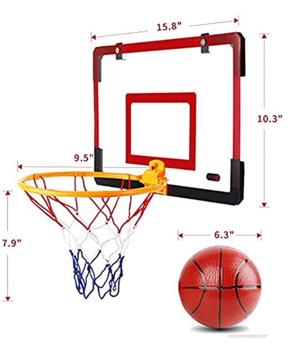 Mini Basketball Hoop for Kids Located on The Door and Wall-Mounted Indoor Basketball Hoop with Complete Accessories Basketball Toys Toddler Activity Play Toys for Boys and Teens as Gift