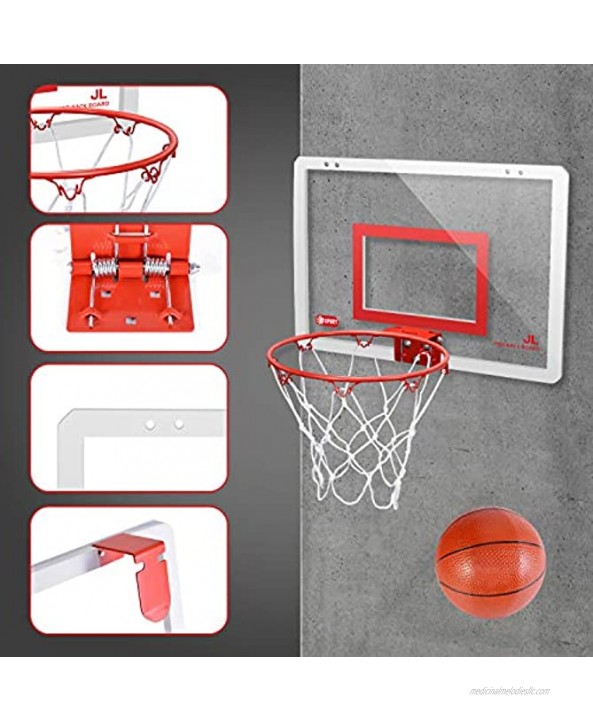 Mini Basketball Hoop Set for Door & Wall 18 x 12 Board 2 Balls & Pump with Complete Accessories Basketball Toys Gifts for Kids Boys Teens Indoor & Outdoor Slam Dunk Basketball Game for Children