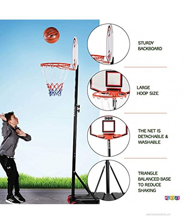 Play22 Kids Adjustable Basketball Hoop Height 5 7 FT Portable Basketball Hoop for Kids Teenagers Youth and Adults With Stand & Backboard Wheels Fillable Base Basketball Goals Indoor Outdoor Play
