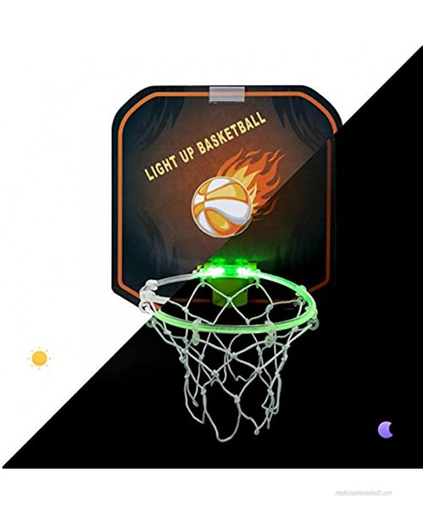 PUZZLE KING Light Up Mini Basketball Hoop for Kids Play Indoor & Outdoor LED Door Basketball Hoop Toy Gifts for Boys Girls Toddlers