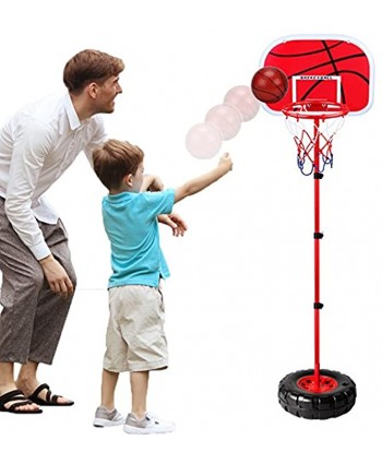 Toddler Basketball Hoop Stand Wall 2-in-1 Basketball Set Kids Portable Height-Adjustable Basketball Goal Toy with Ball Pump Indooll Sets Toy with Ball Pump Indoor and Outdoor Fun Toys 2+ Years Old