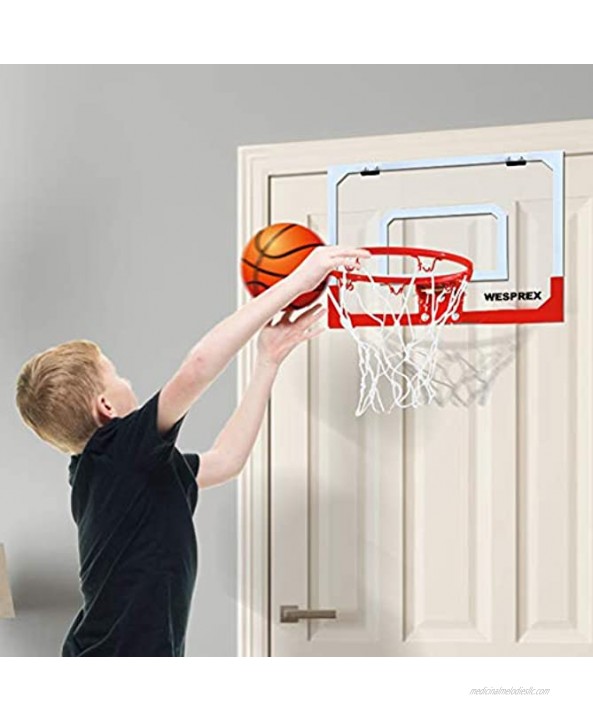 WESPREX Indoor Mini Basketball Hoop Set for Kids with 2 Balls 16 x 12 Basketball Hoop for Door Wall Living Room and Office Use with Complete Accessories Basketball Toy Gift for Boys and Girls