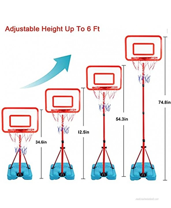 YAPASPT Kids Basketball Hoop Stand Adjustable Height 2.9 FT -6.2 FT Indoor& Outdoor Basketball Hoop Toys Games Hoop Basketball Gifts for Boys Girls Age 3-10 Years Old Birthday Christmas Party