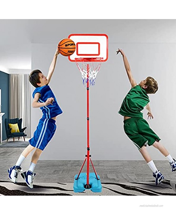 YAPASPT Kids Basketball Hoop Stand Adjustable Height 2.9 FT -6.2 FT Indoor& Outdoor Basketball Hoop Toys Games Hoop Basketball Gifts for Boys Girls Age 3-10 Years Old Birthday Christmas Party