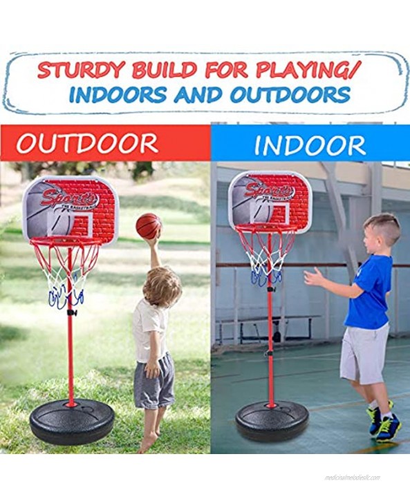 YongnKids Kids Adjustable Basketball Hoop for Toddlers 3-5 Year Old Boys Girls -Toy Basketball Set for Kids with Mini Basketball Hoop Stand & Backboard Basketball Goals for Indoor Outdoor Play