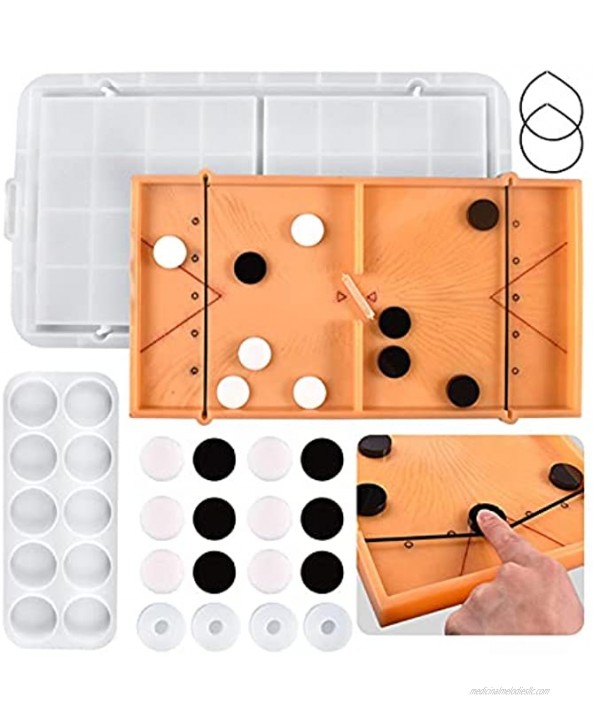 Activane Board Resin Mold Set DIY Slingshot Game Board Mold and 10 Cavities Playing Pieces Mold Foosball Winner Board Game Tabletop Foosball Slingshot Air Hockey Family Game