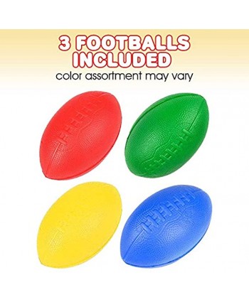 ArtCreativity Foam Footballs for Kids Set of 3 Colorful Foam Sports Footballs for Outdoors Practice Training Beginners Pool Beach Picnic Camping Fun Sports Party Favors for Boys and Girls