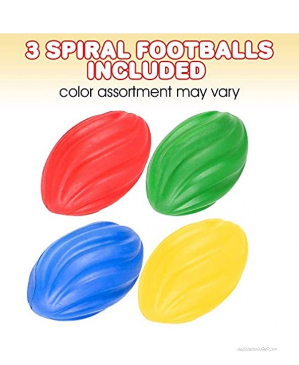 ArtCreativity Spiral Footballs for Kids Set of 3 Colorful Foam Sports Footballs for Outdoors Indoors,Training Beginners Pool Picnic Camping Beach Fun Sports Party Favors for Boys and Girls