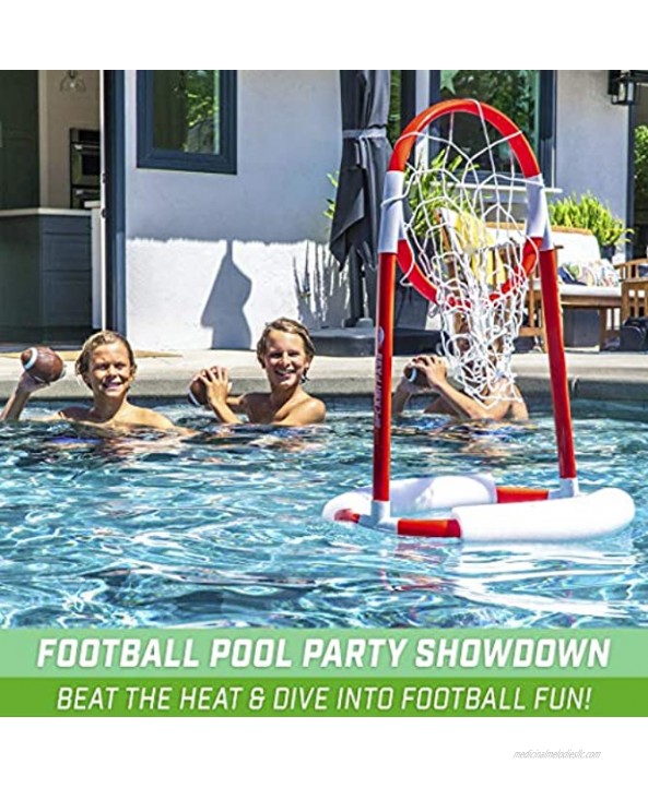 GoSports Splash Pass Pool Football Game Includes Floating Pool Football Net 4 Water Footballs and Pump
